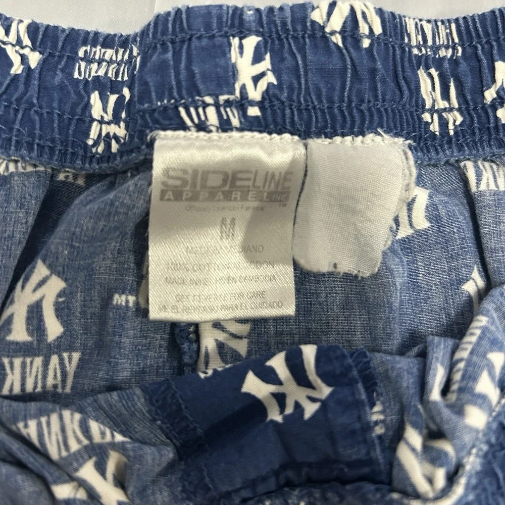 Vintage New York Yankees Pajama Pants Men's Medium All Over Print 90s Blue AOP